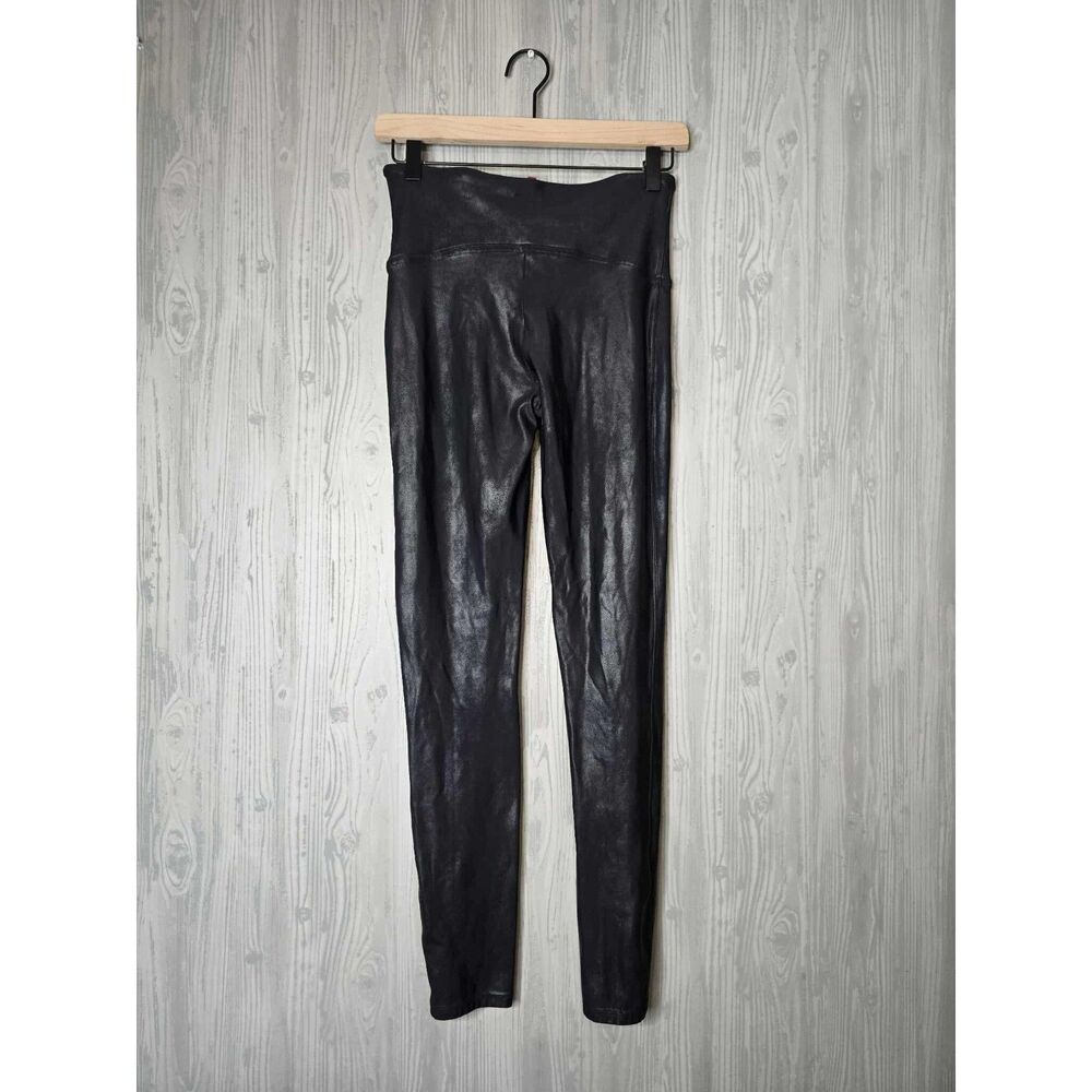 Spanx Faux Leather Leggings Black Size Large High Rise Shaping Lined - Picture 6 of 7